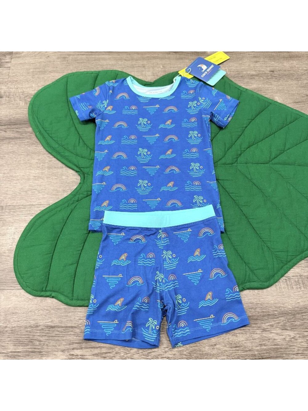 Coco Moon Hawaii 4T Teal Tropical Daydream Bamboo Pajama Set